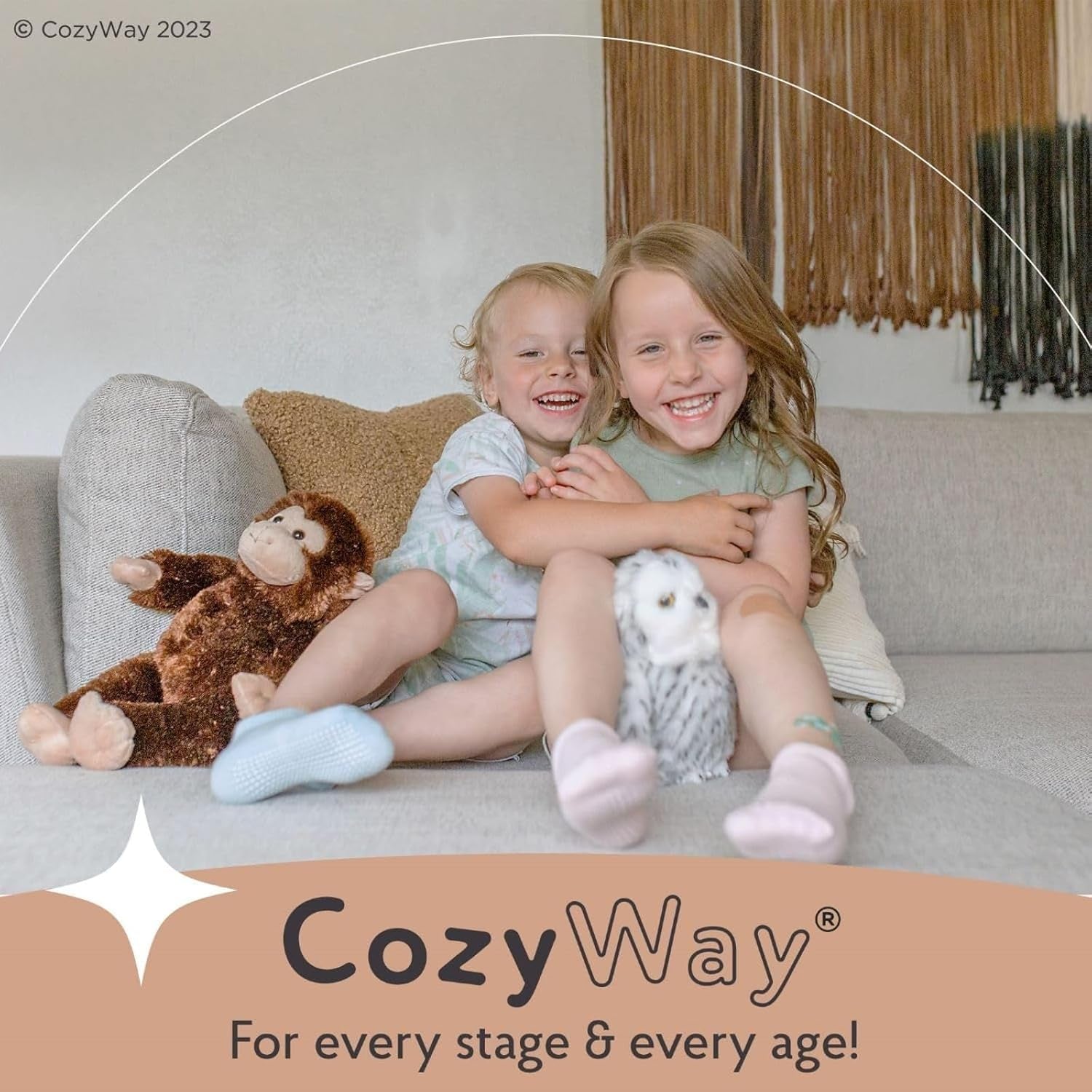 Baby & Toddler Socks with Grippers Non Slip Ankle Grip Socks for Boys and Girls - Comfy Soft Cotton - 6 Pack