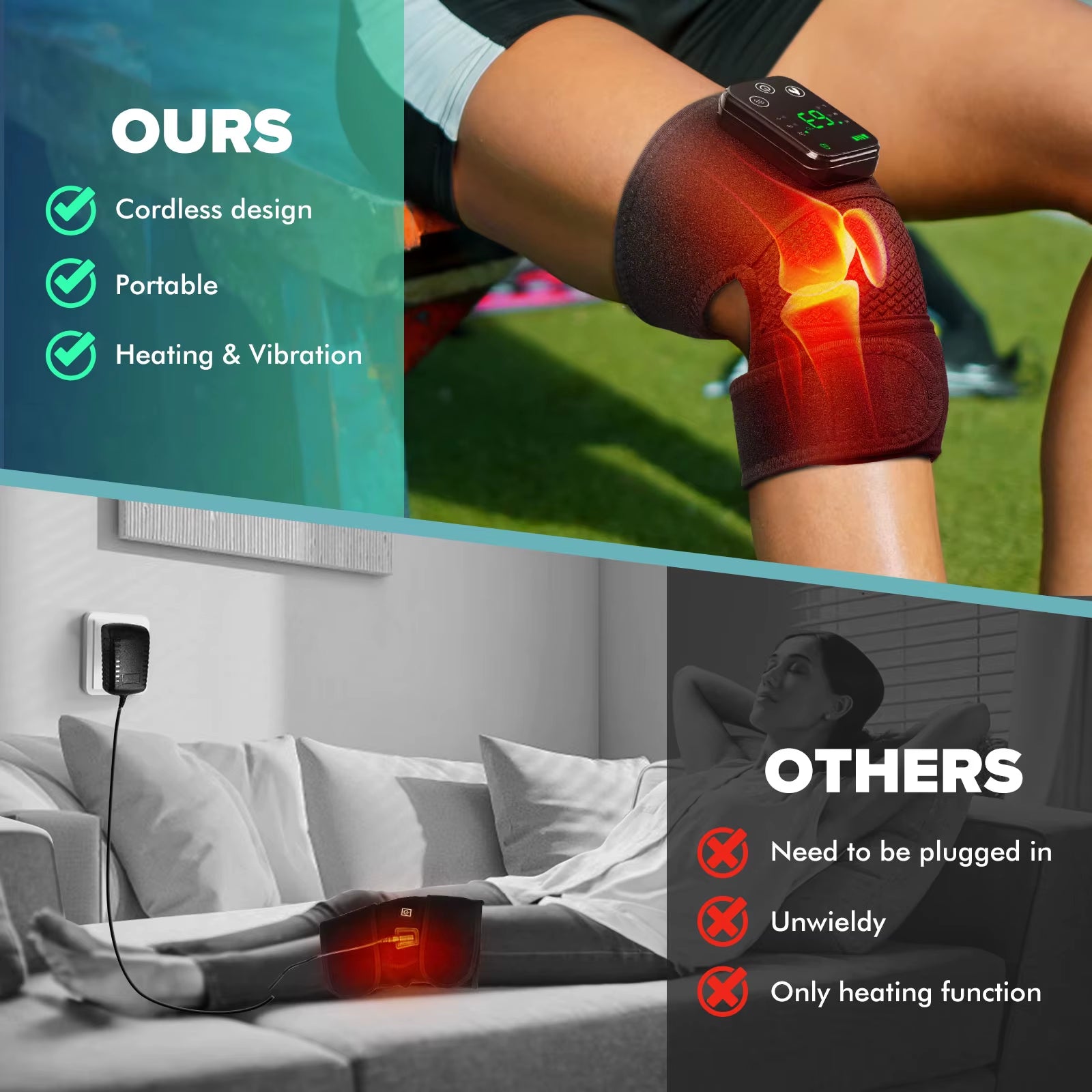 Knee Heating Massager Joint Physiotherapy Hot Compress Vibration Massage Elbow Shoulder Support Thermal Knee Pad Relieve Arthrit