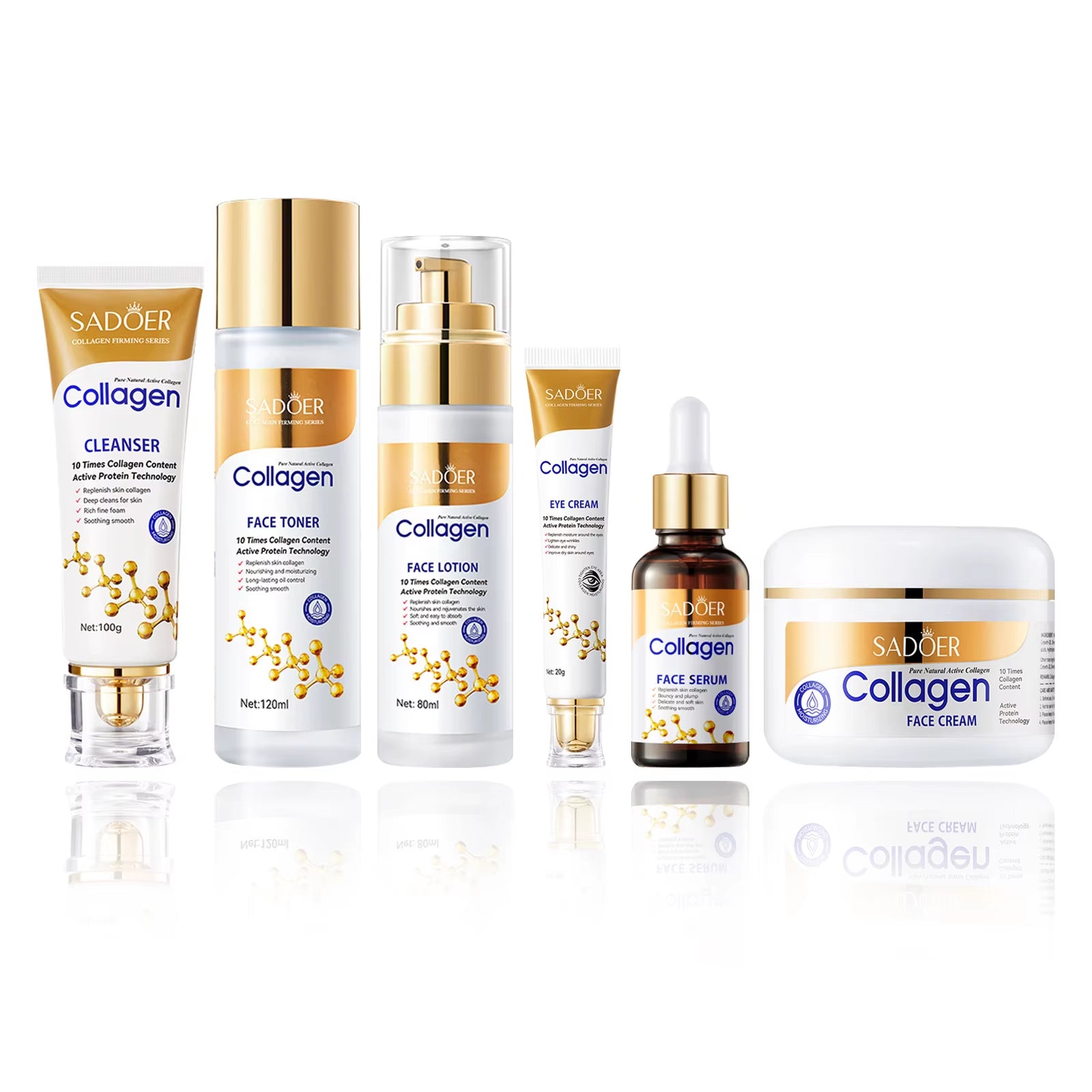 Collagen Skin Care Set, 6Pcs Face Care Sets for Women, Firming Skin, Smooth Skin, Hydrating Skin Care Set Include Serum Face Cre