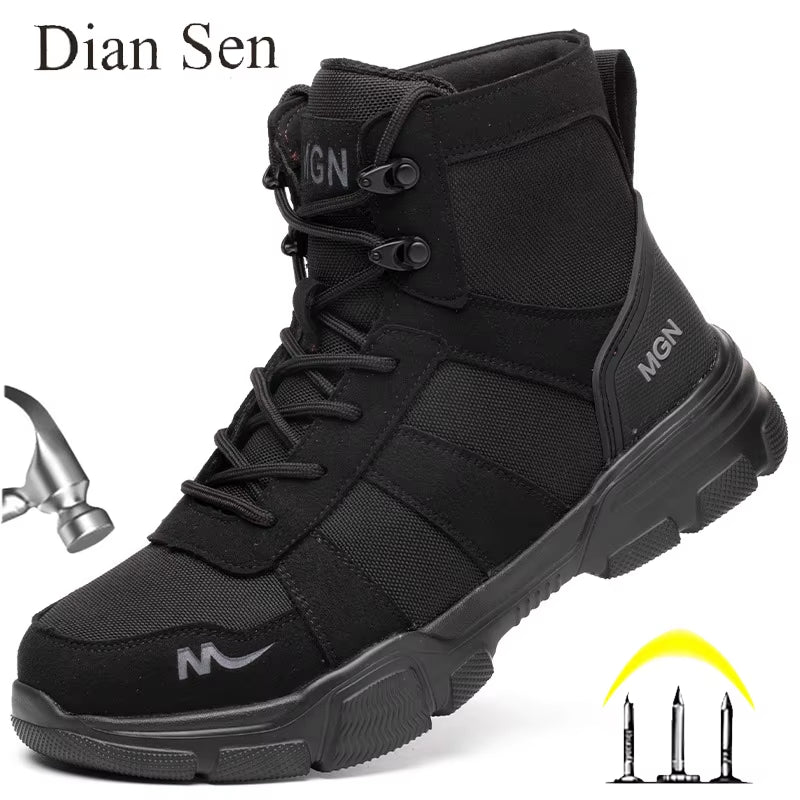 Work Boots Indestructible Safety Shoes Men Steel Toe Shoes Puncture-Proof Sneakers Women Non Slip Work Shoes Male Tactical Boots