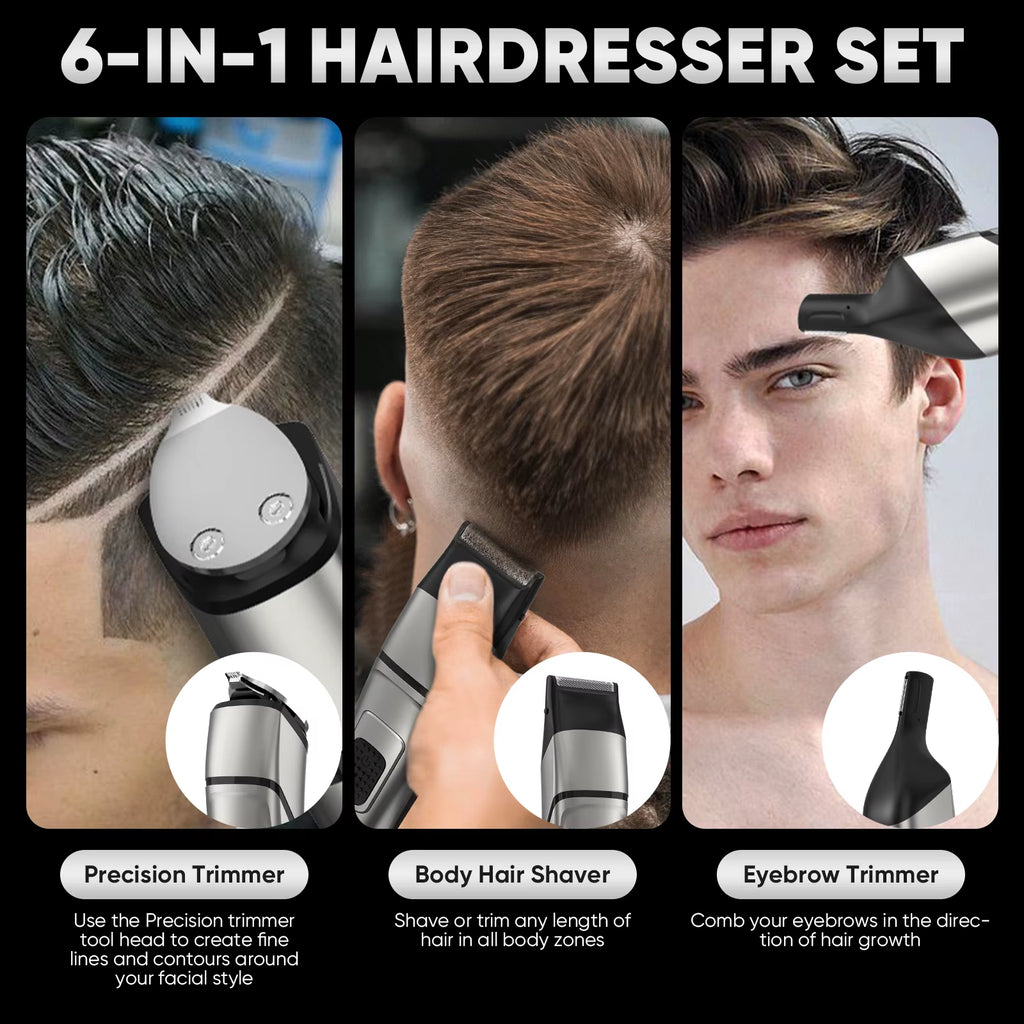 MASTER Men'S Grooming Kit 5 in 1 Multifunctional Electric Hair Clippers Rechargeable Razor Men Beard Nose Trimmer